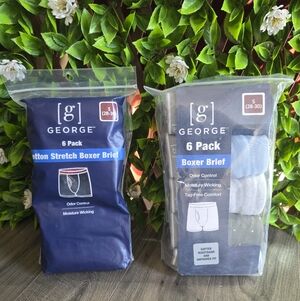 George Men's Boxer Briefs 6 Pack - Navy and Assorted Colors